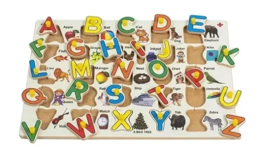 Wooden Educational A-Z English Alphabets Board Puzzle with Pictures